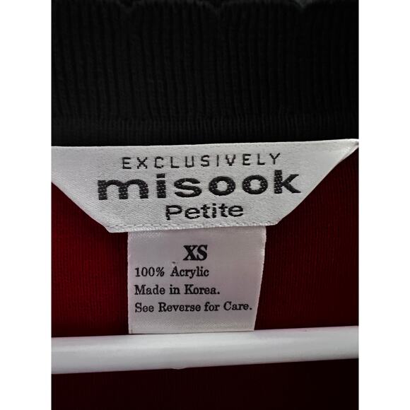 Misook Petite Womens Vintage Red Black Cardigan Sweater XS Petite Stretch - Picture 7 of 8